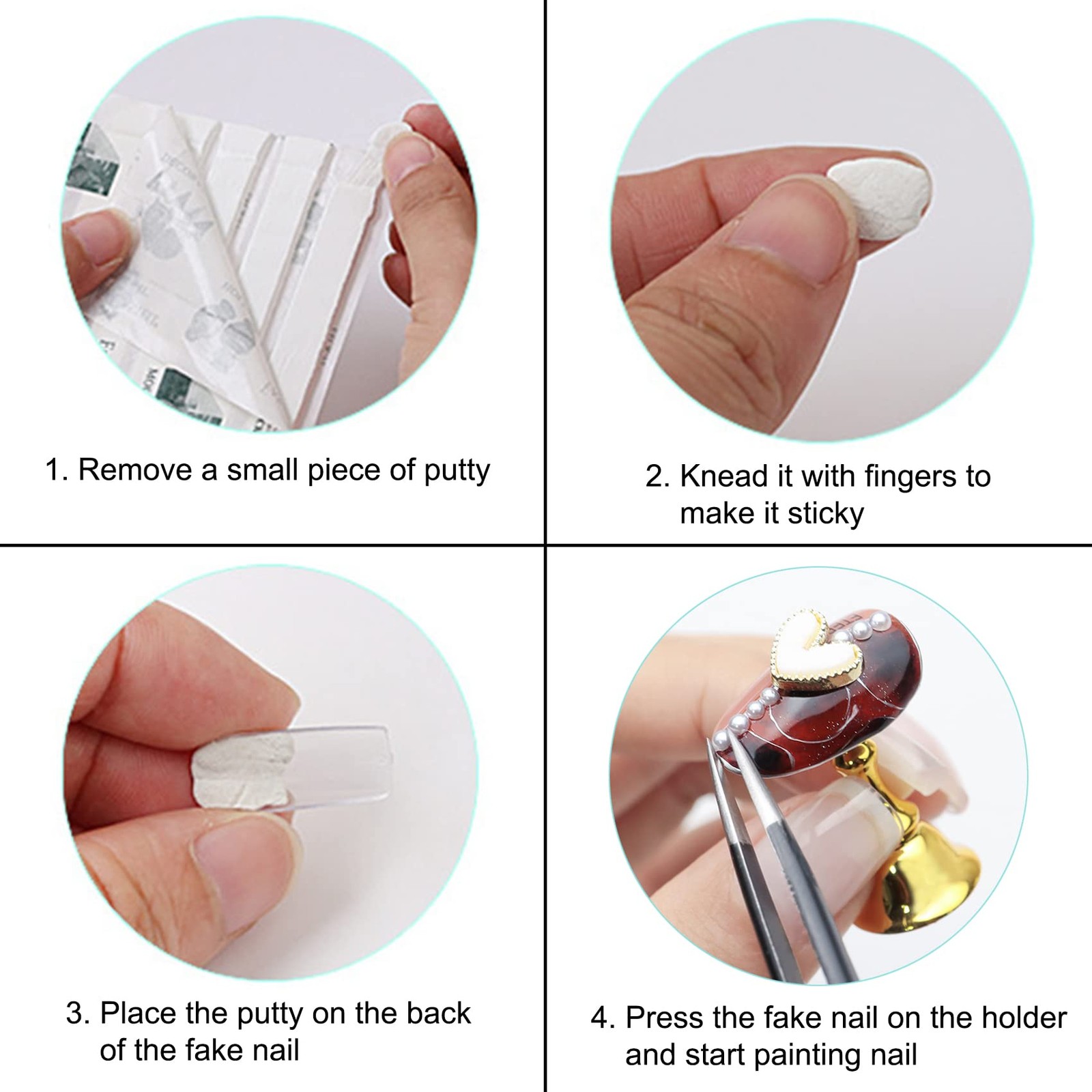 1Set Acrylic Nail Stand with 42pcs Reusable Putty Unique Shape Press on Nail …