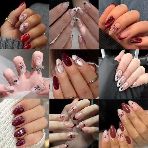 6 Sheets Valentines Day Nail Art Stickers Decals Black White Red wine red bow