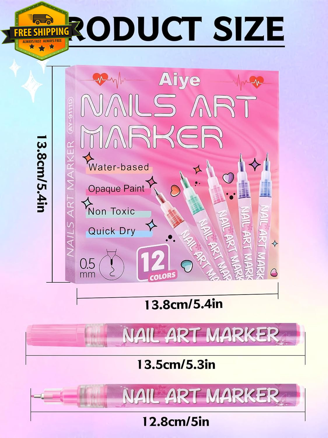 12 Color Nail Art Marker Pens Set Drawing Liner Dotting Tools For DIY Manicure