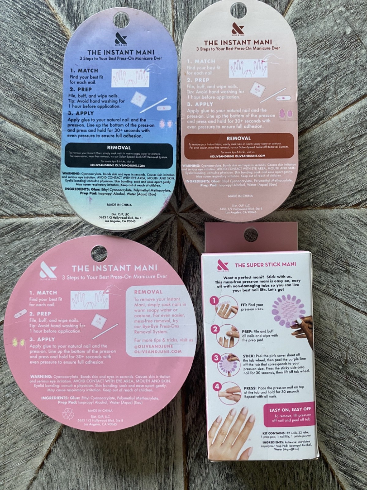 NEW! Olive & June Press-On Nails Lot of Four Pink Pastels Chrome FREE SHIPPING!!