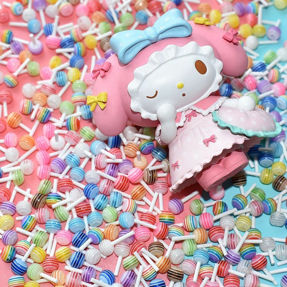 50pcs Lollipop Shape Charm Acrylic Resin Multi-Design Stud Manicure For Nail Art
