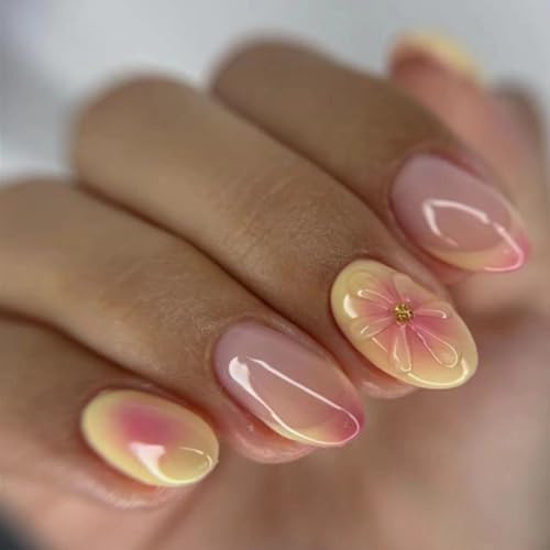 Press on Nails Short Almond SWEKKE French Tip Fake Nails False Almond Nails12