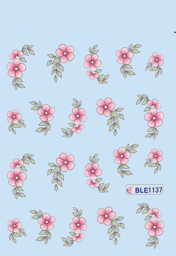 Flower Water Transfer Nail Art Sticker Design Decal #BLE1137-1147