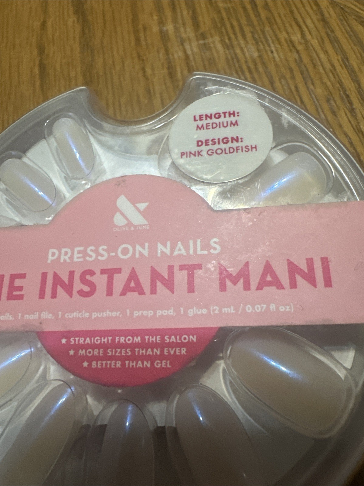2x Olive & June Press-On Nails THE INSTANT MANI 42ct Medium Length PINK GOLDFISH