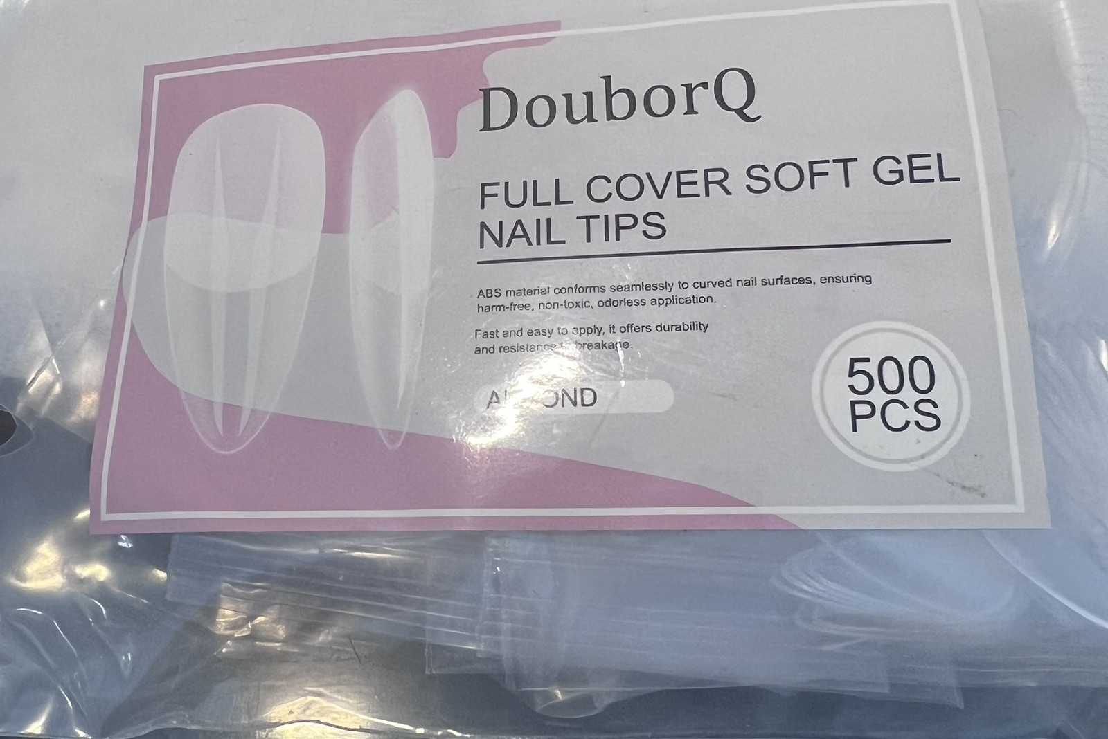 Full Cover Soft Gel Nail Tips Almond Shape 500pc Bag-2bags Clear Nails Tips=1000