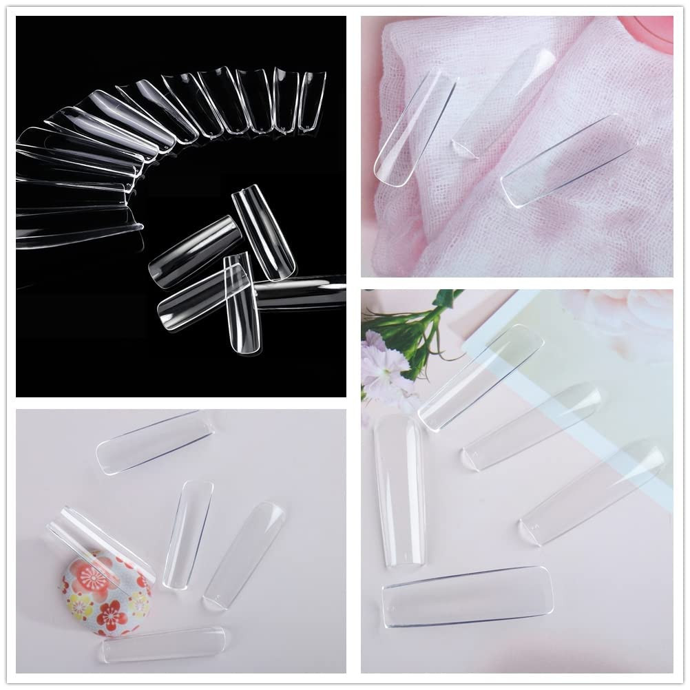 Nail Tips Square Fake Gel Nails Tips 120 PCS No C Curve XXL Extra Long Full C…