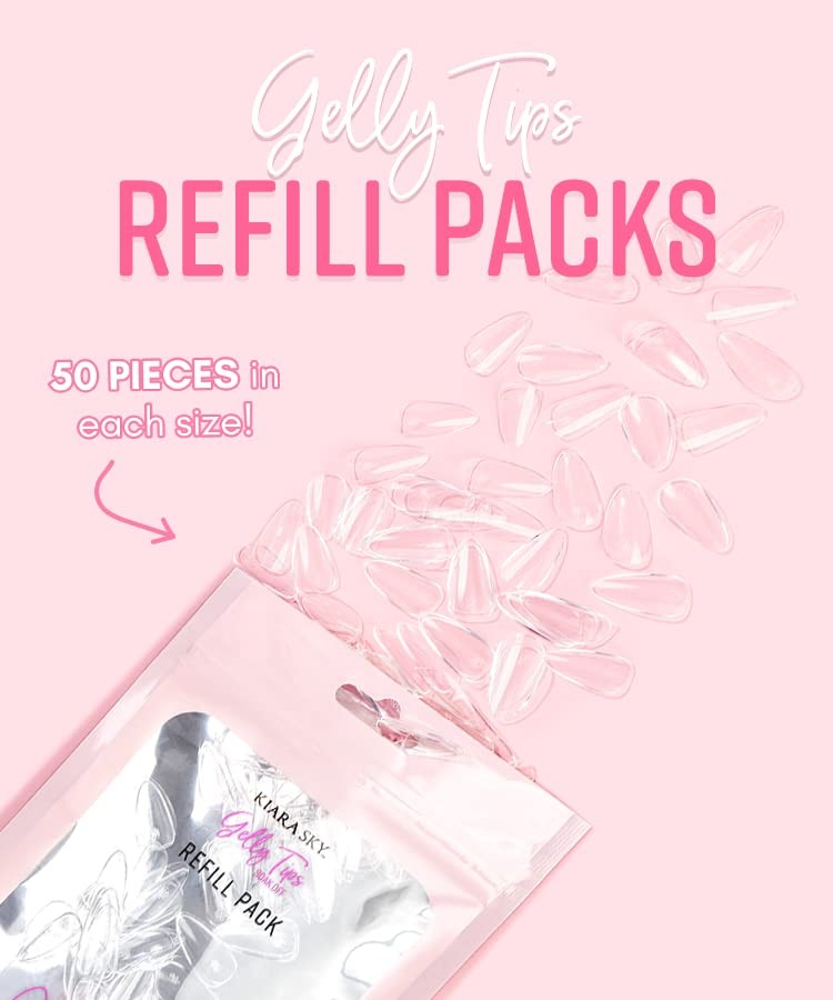 Gelly Tips Refill Packs – Soak Off Soft Gels – Almond Shape (Short Length) (S…