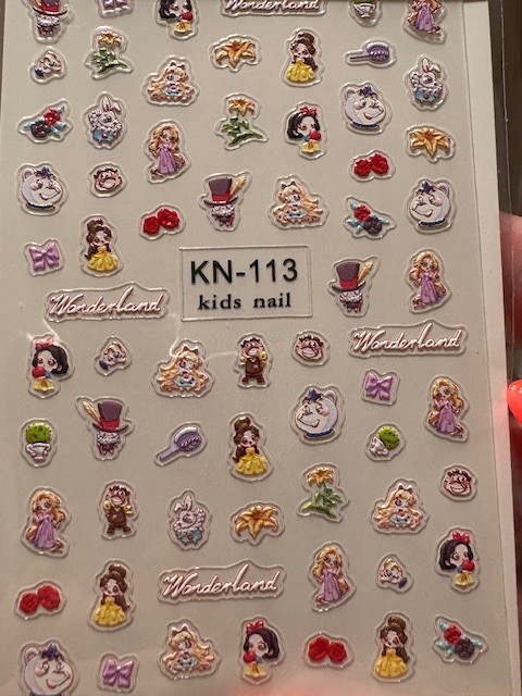 Nail Art Stickers 5D EMBOSSED KIDS /ADULT ALICE IN WONDERLAND KN-113