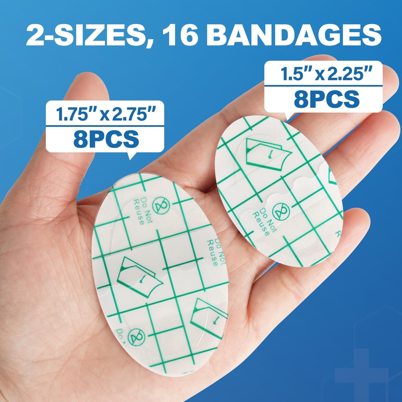 Blister Bandages for Feet, 16pcs Invisible Blister Pads, 2 Size, Hydrocolloid…