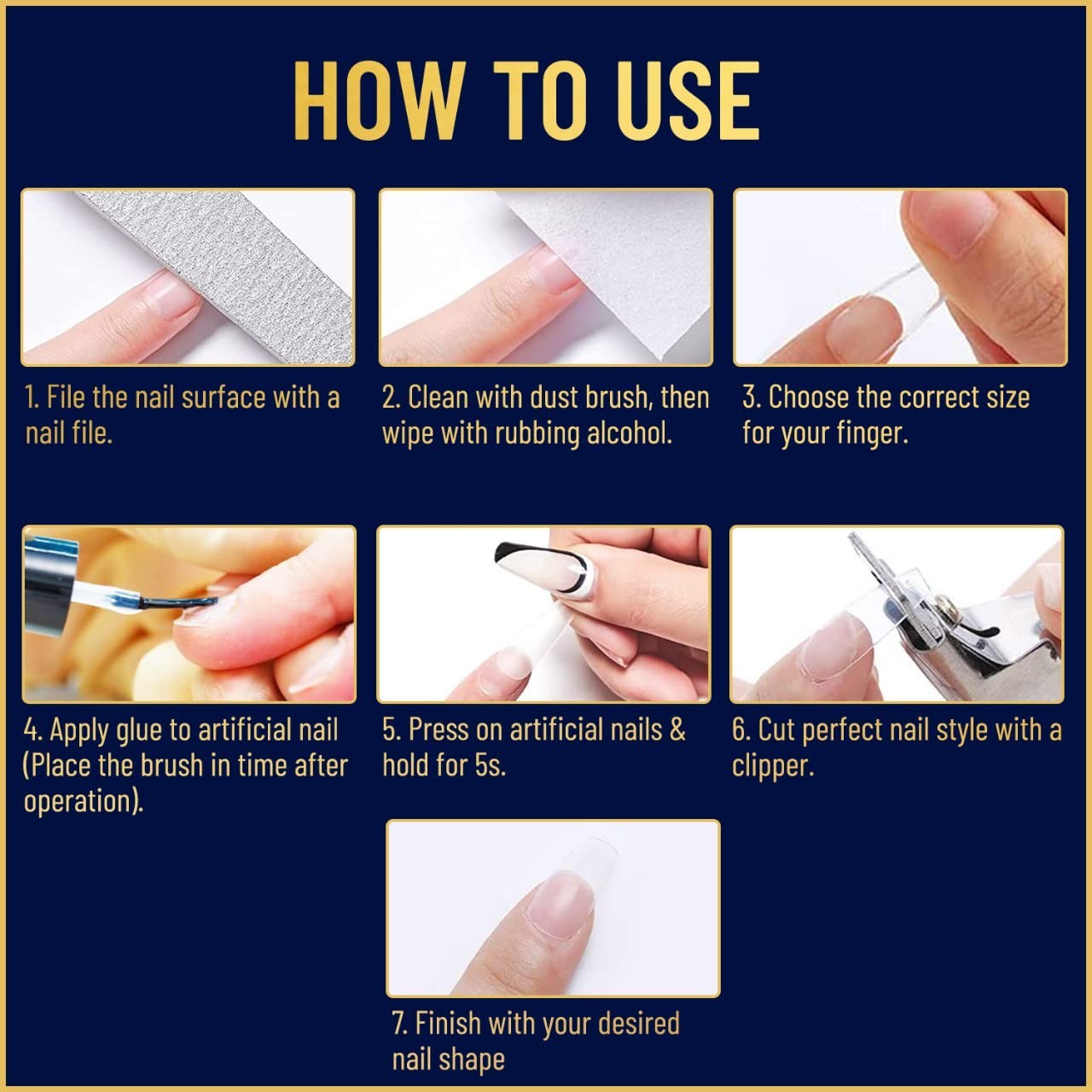 Extra Strong Brush On Nail Adhesive with Vitamin E for Instant Manicure – 3 Pack