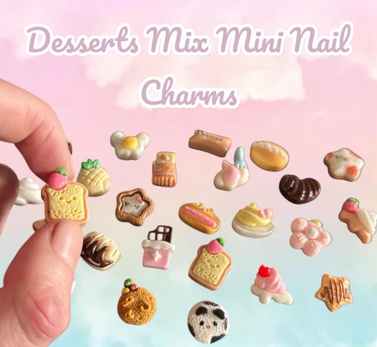 3D Cute Desserts Mix Resin Series Nail Parts Kawaii DIY Nail Art 30 Pieces