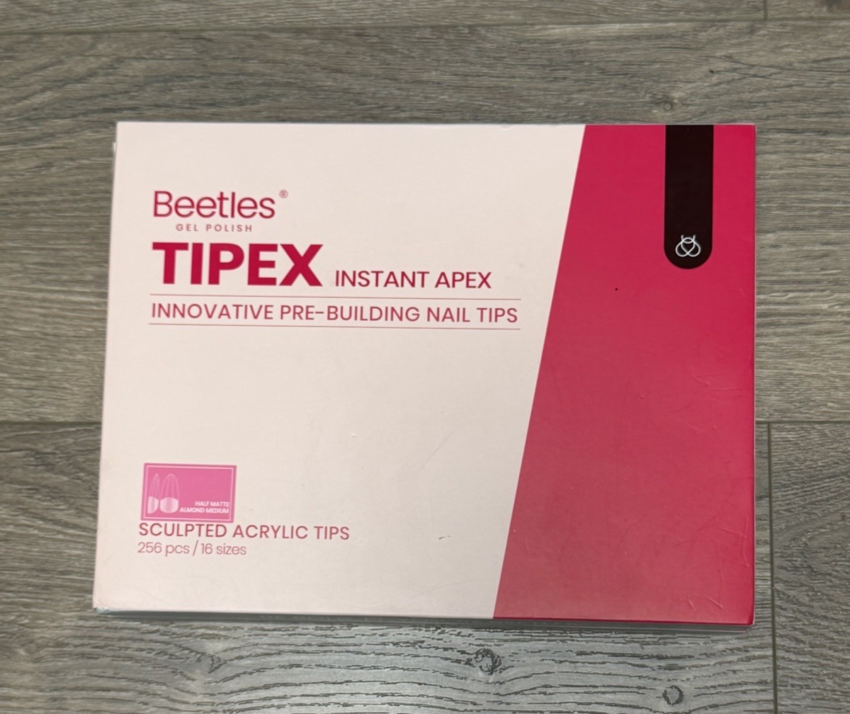 X2 Beetles Tipex Instant Apex Nail Tips Almond Medium Acrylic Half Matte NEW