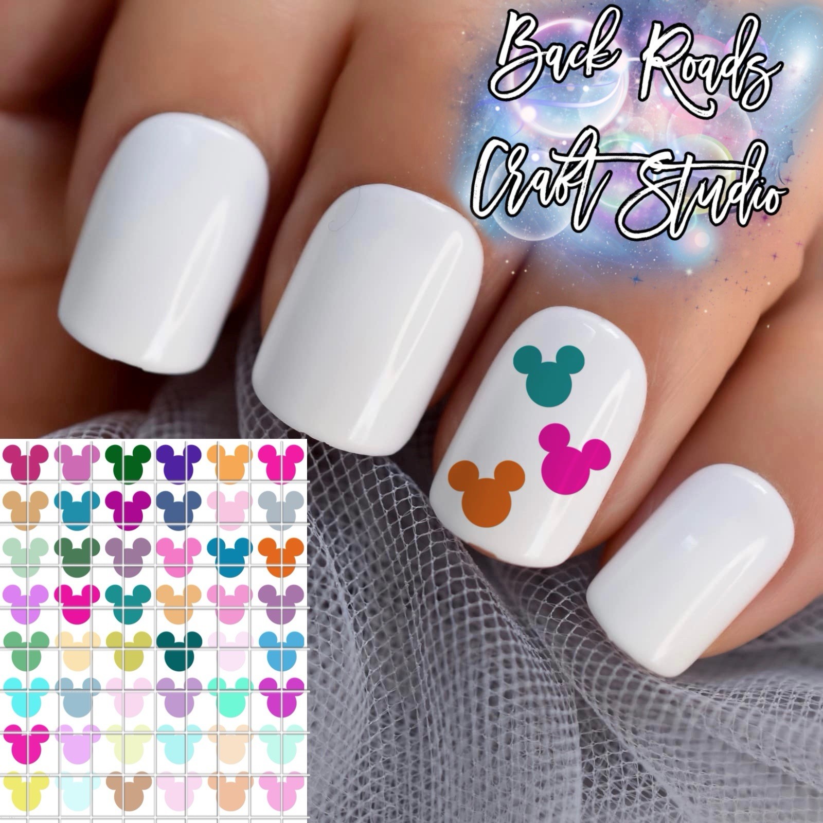 Mickey Mouse Heads Waterslide Finger Nail Decals Instructions Bonus set of 50 JM
