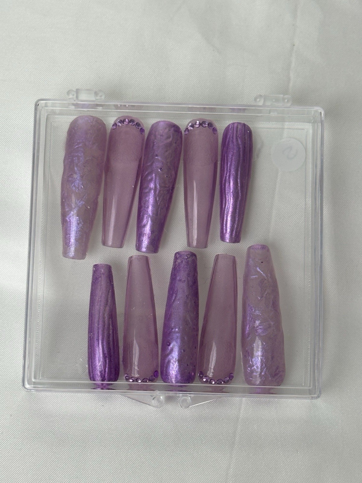 Handmade Custom Gel Press-On Nails “ Purple Bliss” Sz XL 634