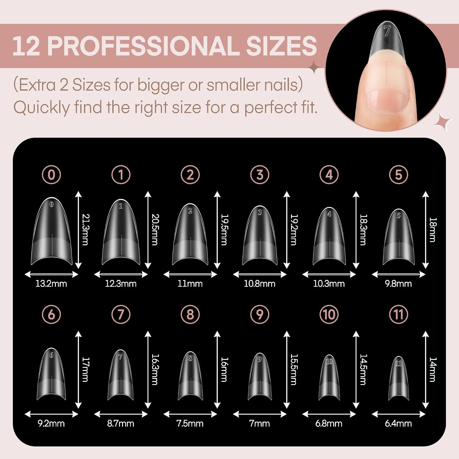 Medium Almond Shape Nail Tips Half Cover 360Pcs Medium Nails Double Sided Matte
