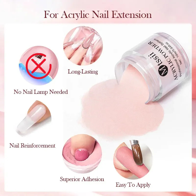 8pc MTSSII Acrylic Powder Nail System Set Clear Nude Pink Monomer Liquid Set Wit