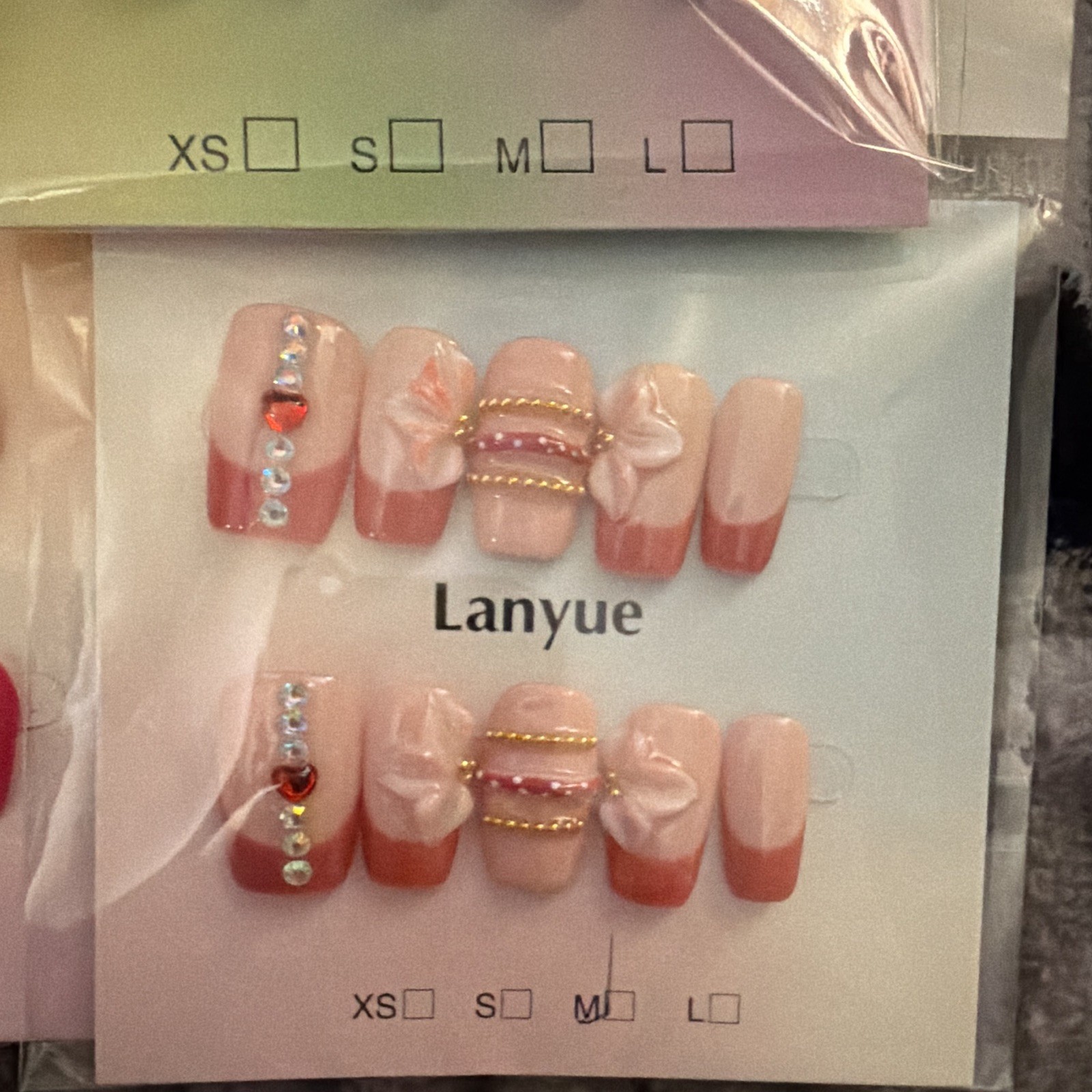 Press-On Nails Size Medium Square 3D