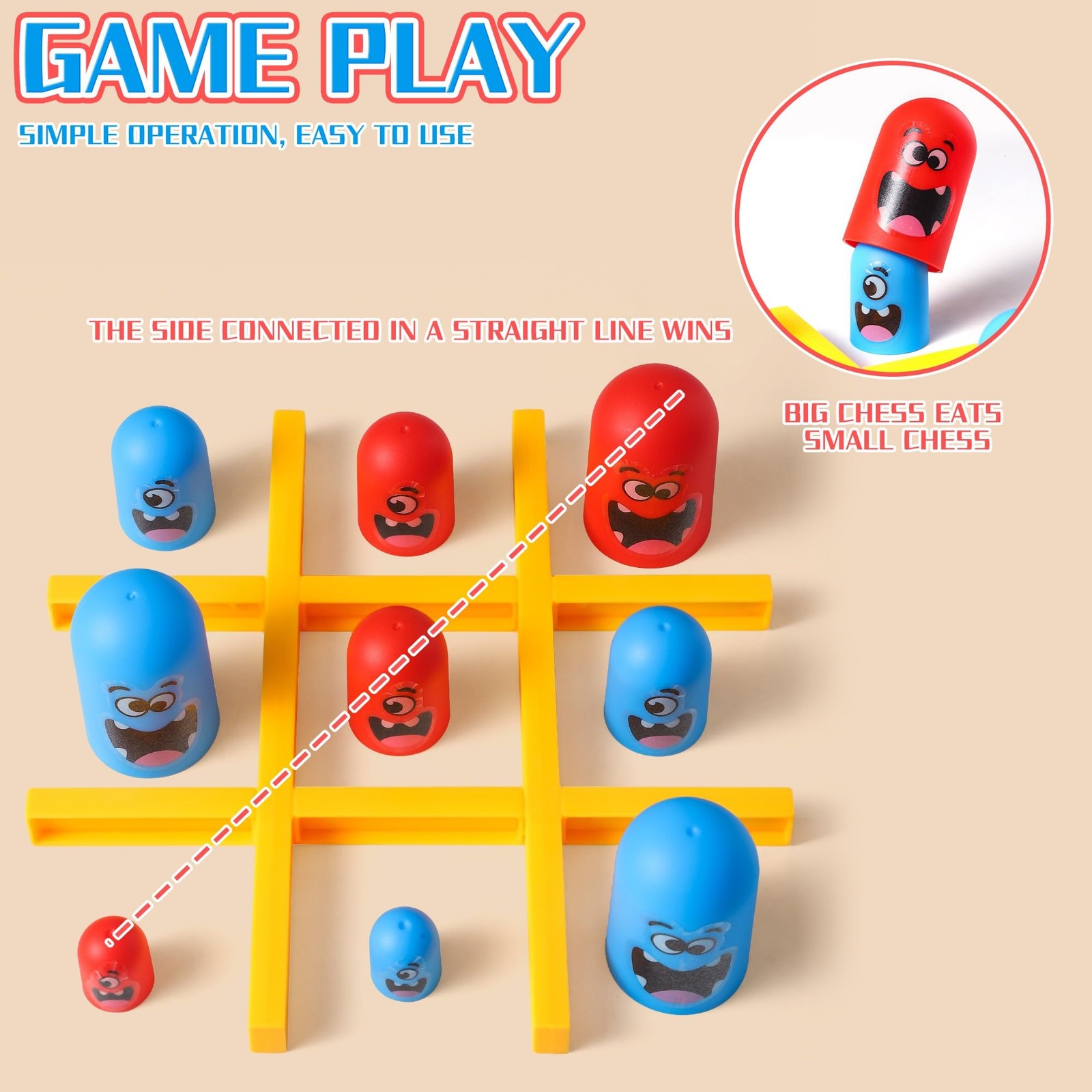 AIUAZA Tic Tac Toe Strategic Board Game for Kids and Family,Party Medium, 1pc