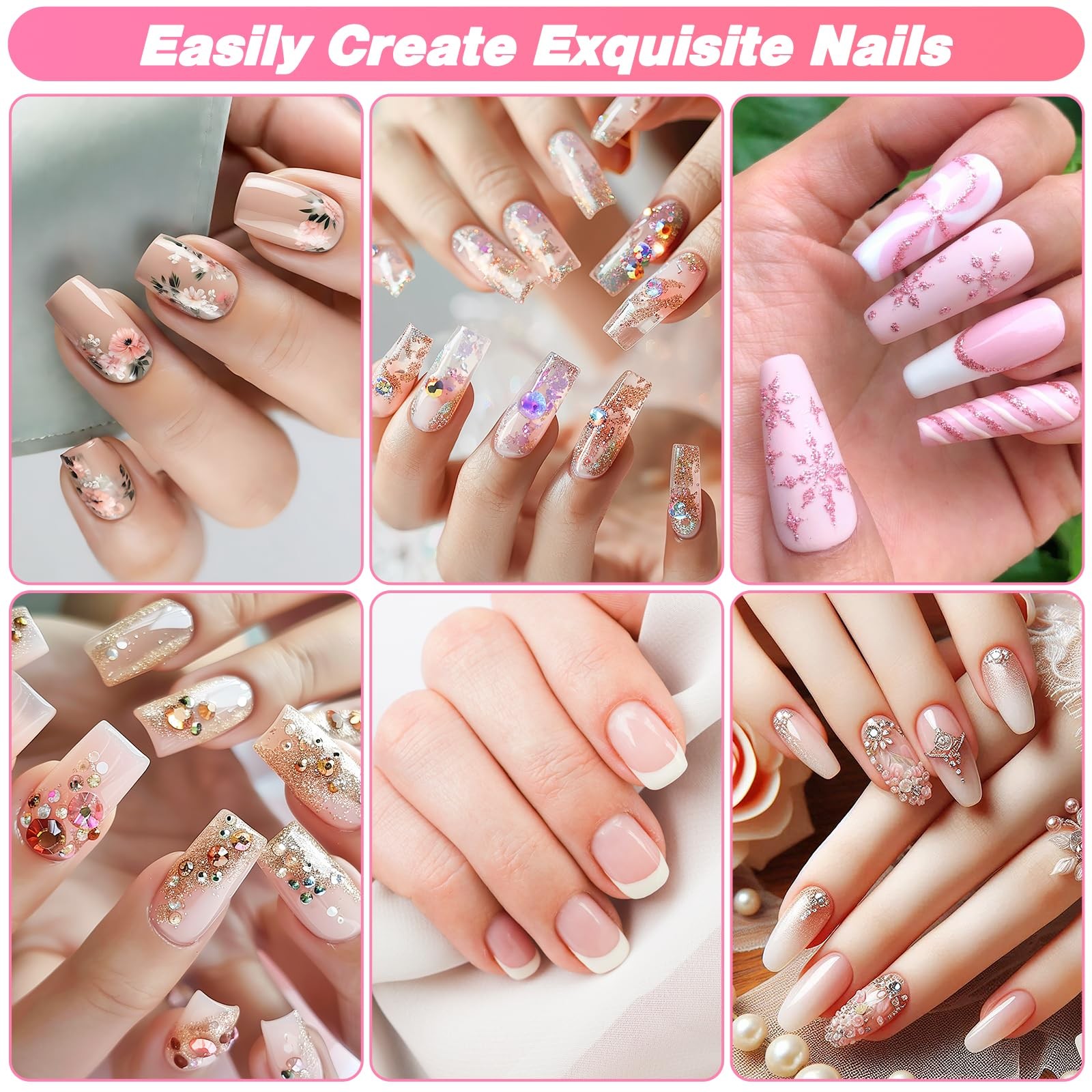 600PCS Clear Coffin Nail Tips Set – L,M,S, French Half Cover