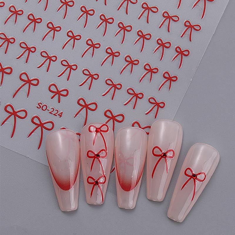 12 Sheets Bow Nail Stickers Bows Nail Decals 3D Self Adhesive Silver Gold Bow