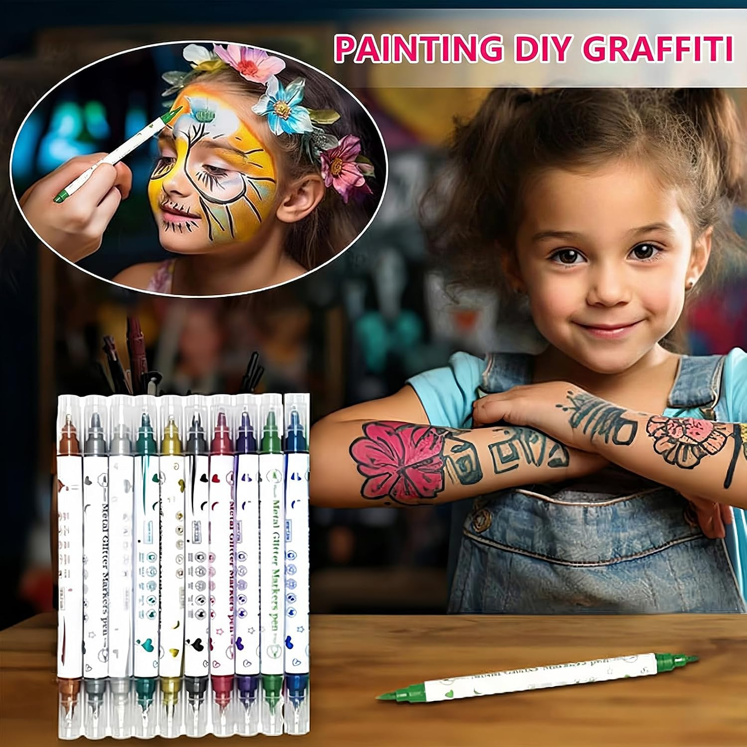 10 Colors Nail Art Pens Set, Dual Tip Metallic Nail Art Markers