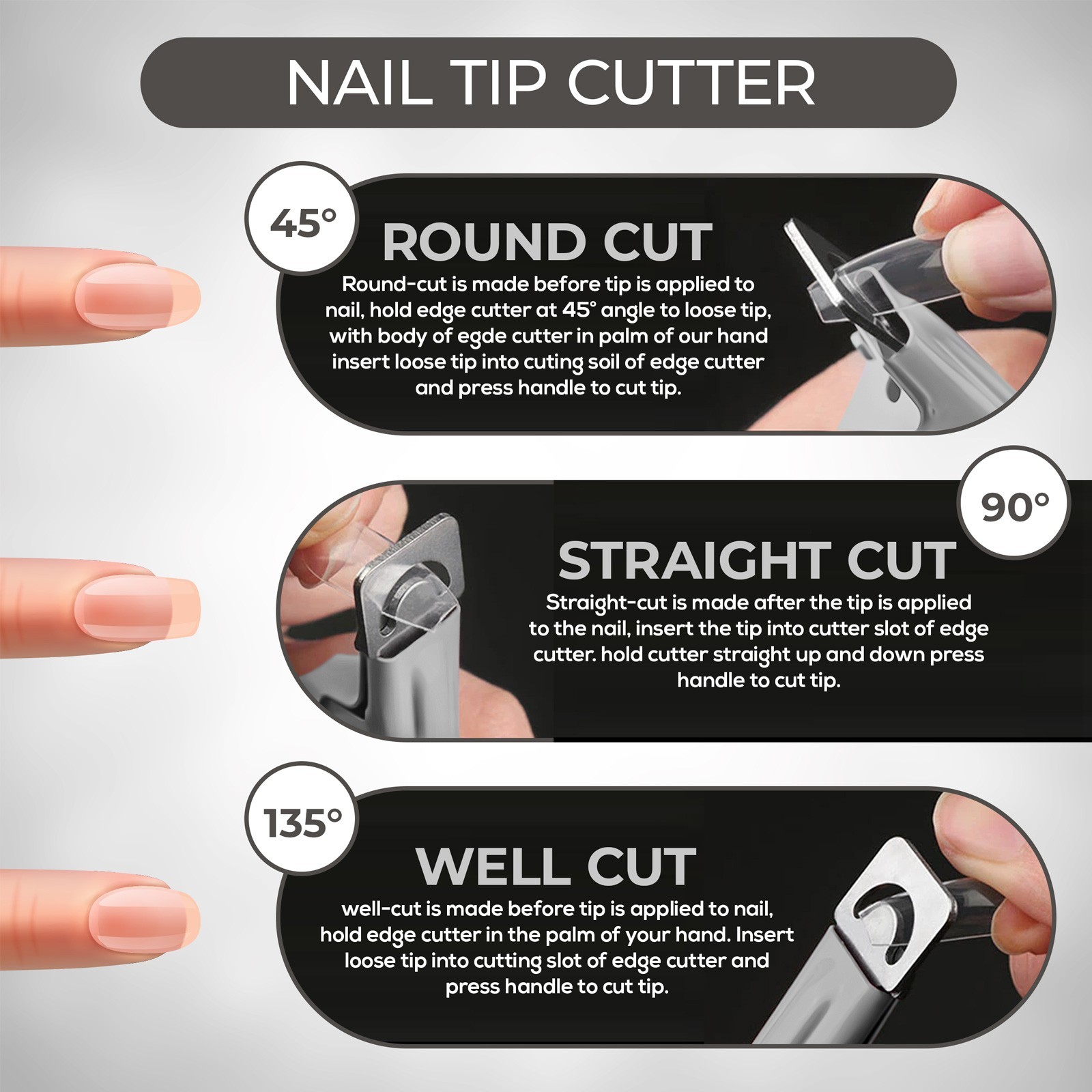 Acrylic Nail Clipper Scissor– U-Edge False Nail Cutter Manicure Tool for Tips