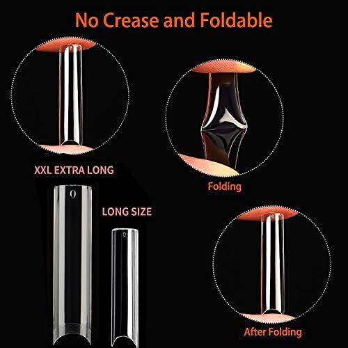 Tapered Square Nail XXL Tips 120 PCS No C Curve Gel Extra Long Half Straight