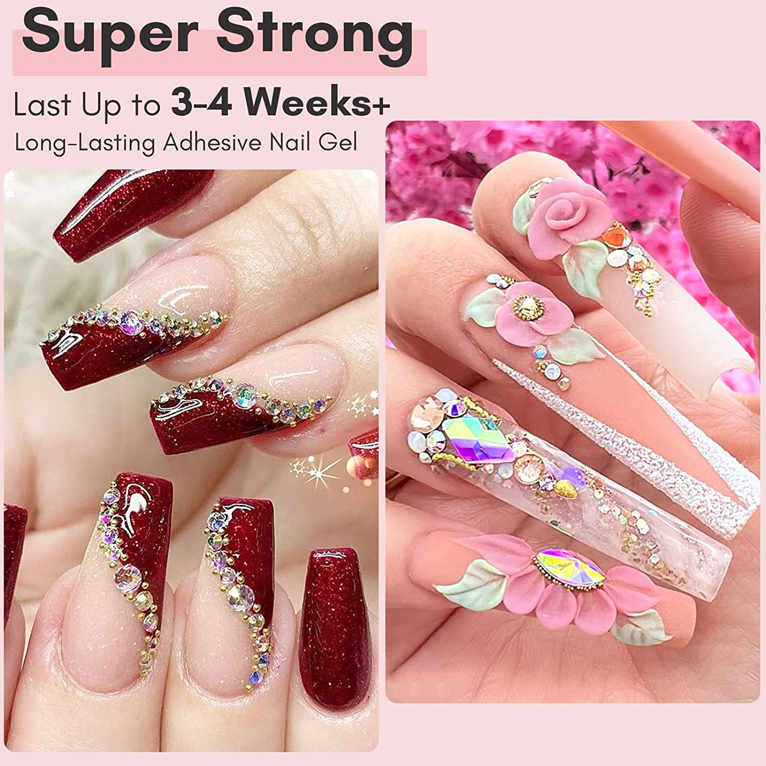 Nail Rhinestone Glue for Super Strong Gel Nail Glue 3D