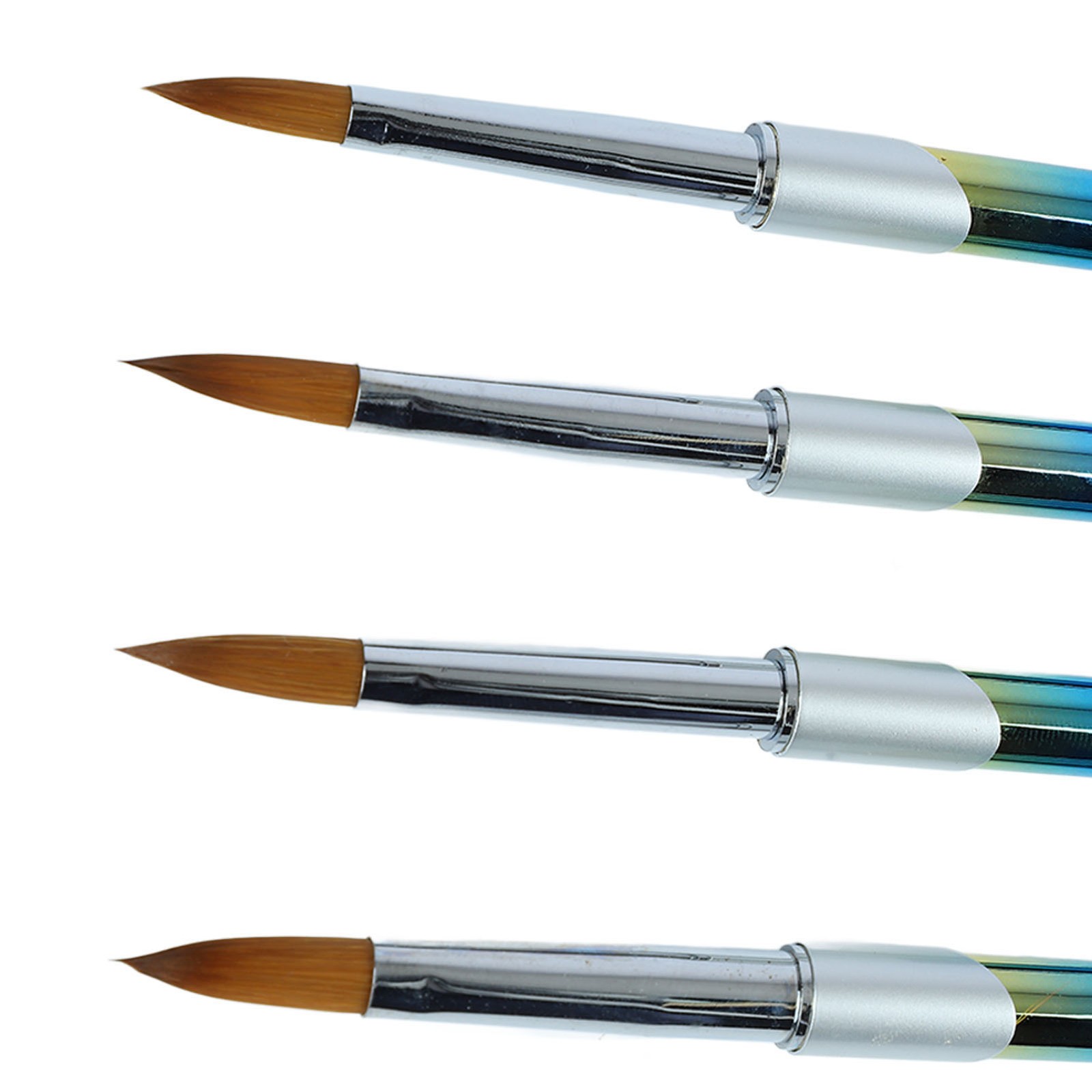 4pcs Nail Art Brush Set Aluminum Tube Ergonomic Handle Firm Flexible Soft Hair