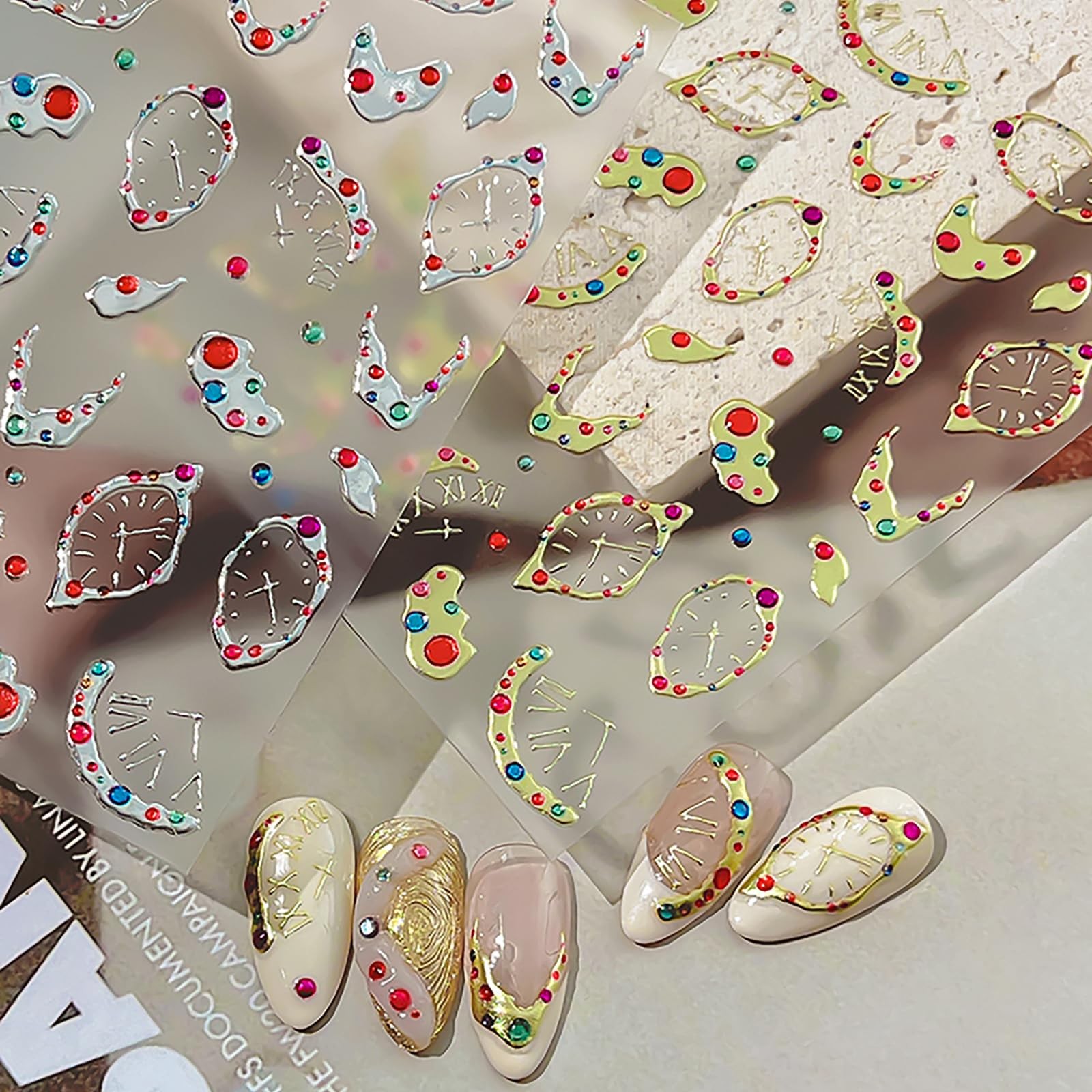 KETINIQUE Gem Nail Stickers Irregular Colorful Clock