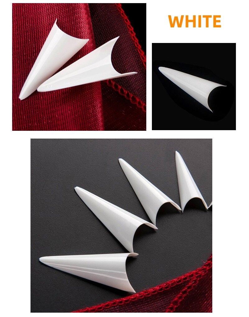 500PCS Half Cover French STILETTO FALSE NAILS Salon Manicure DIY Extension Tips