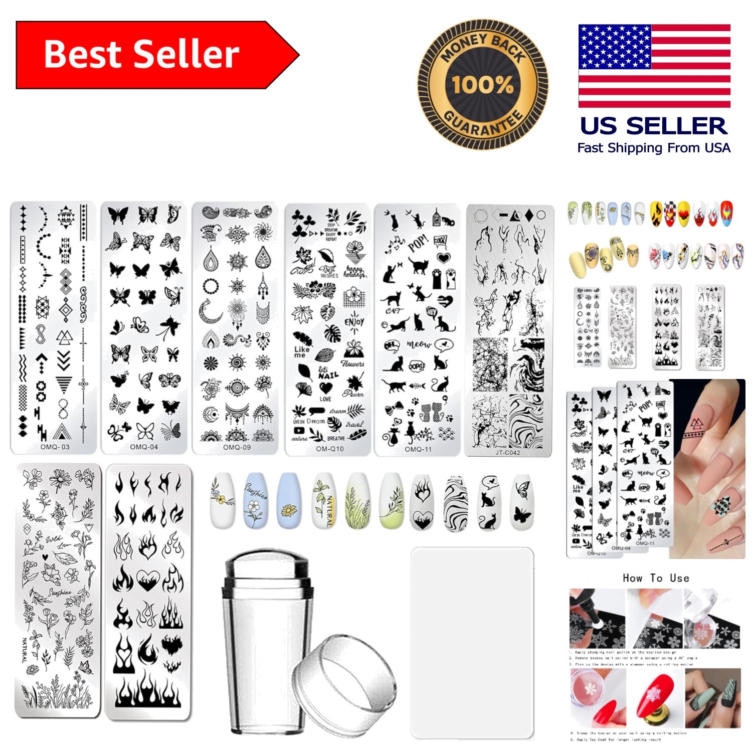 8-Piece Nail Stamping Kit – Geometric and Floral Designs for Easy Nail Art