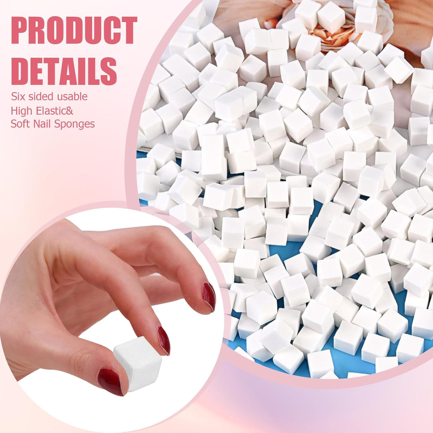 300Pcs Soft Nail Sponges for Ombre,White Nail Art Sponges with Grabbing Pen,Acry