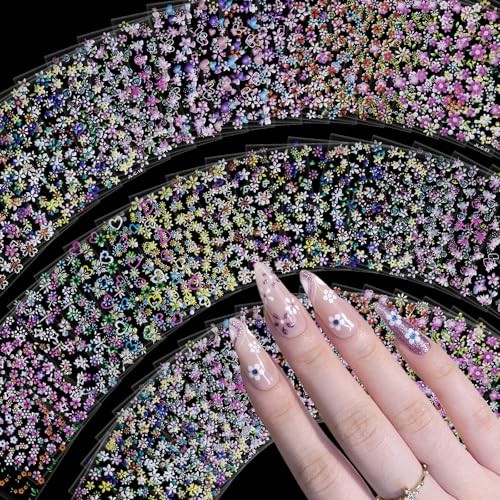 60 Sheets Floral Nail Stickers 3D Self Adhesive Nail Art Decals Dopamine Bloom