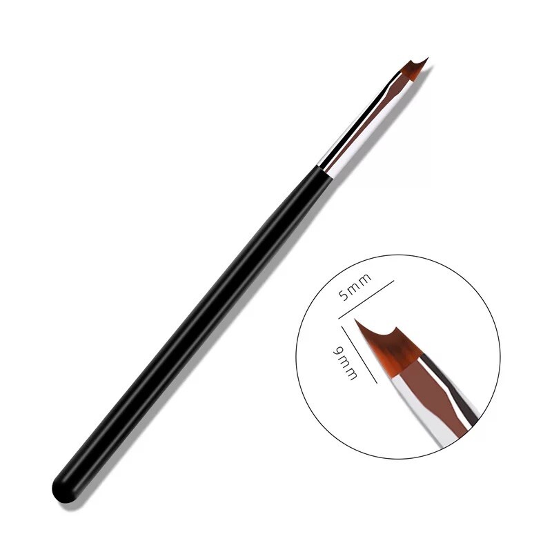 Half Moon French Manicure Flat Nail Brush Semi Circle Smile Line Liner Pen Wood
