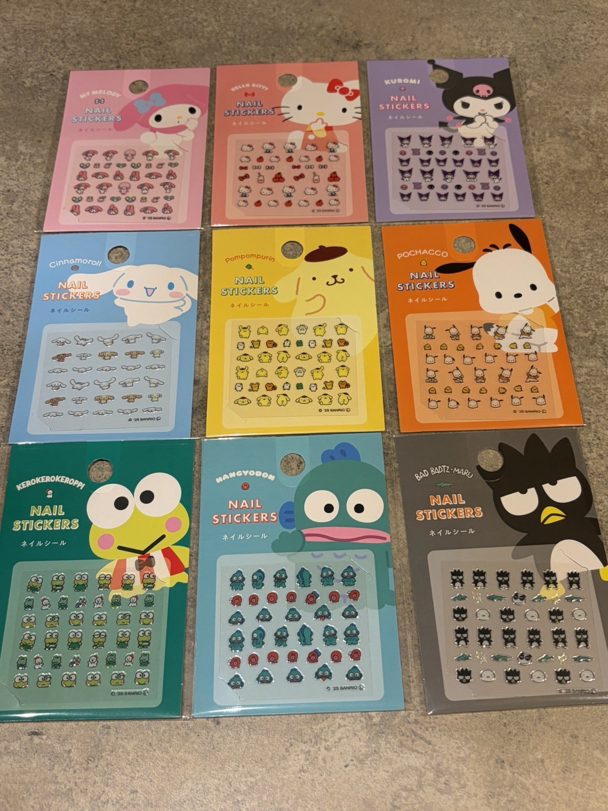 Sanrio Nail Sticker Set 9 Types Hello Kitty Kuromi My Melody Cinnamoroll Japan