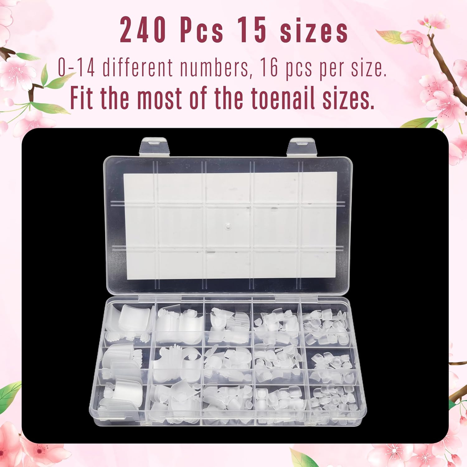 Sharp Square Toe Nail Tips 240 Piece Assortment, nail tips