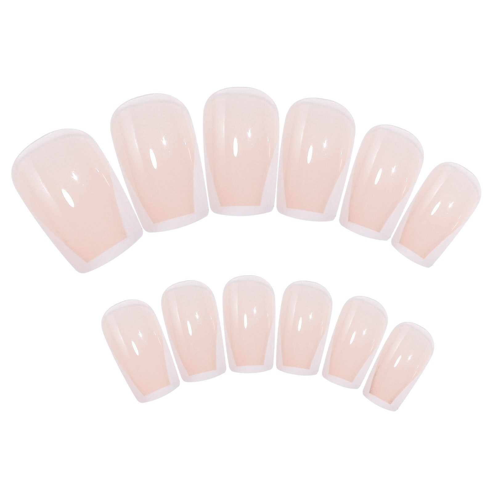 24 Pcs French Shape False Nail Short Square Press on Nails with Nail Sticker