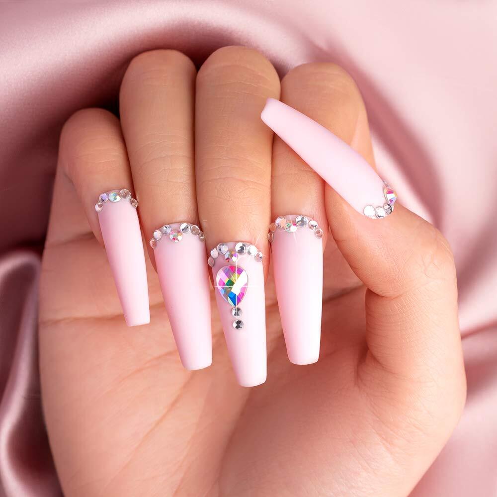 Nail Art Rhinestones Kit 3D Flat Back Glass Crystal Gemstones for Nails