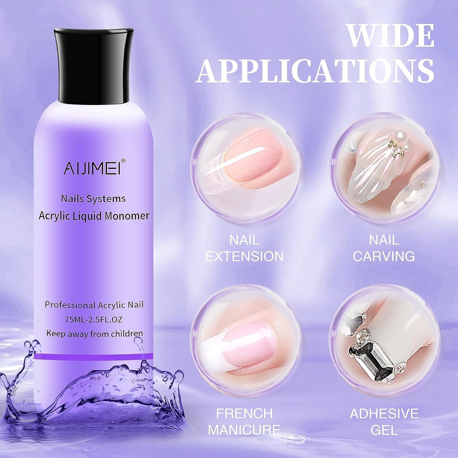 Acrylic Nail Liquid Monomer 75ml – Salon-Quality Adhesion & Non-Yellowing