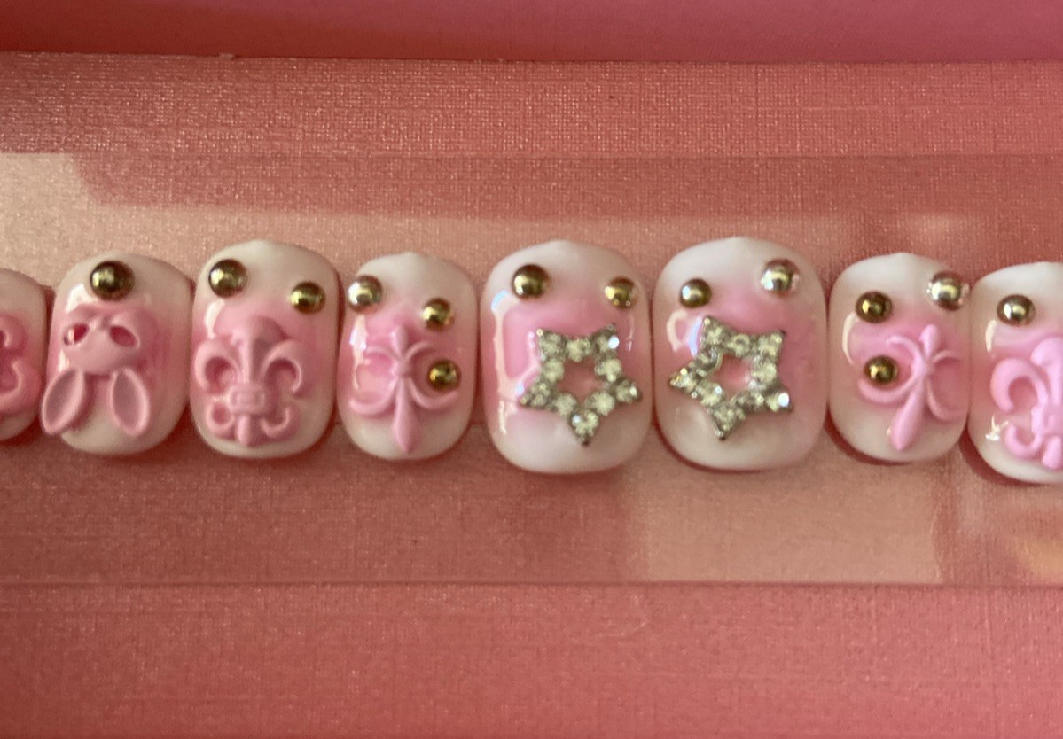 LovFul H141 Square Short Small Handmade Nails Pink *NEW*