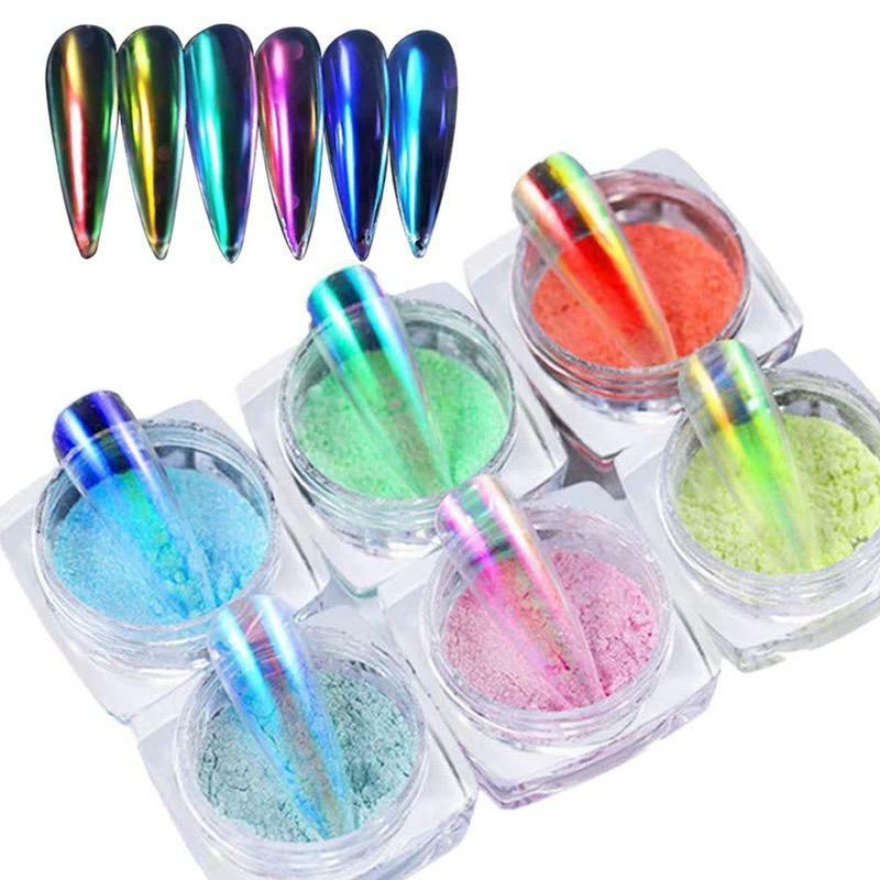 AURORA Transparent Magic Nail Powder Candy Colours Neon CHROME Mirror Mermaid UK