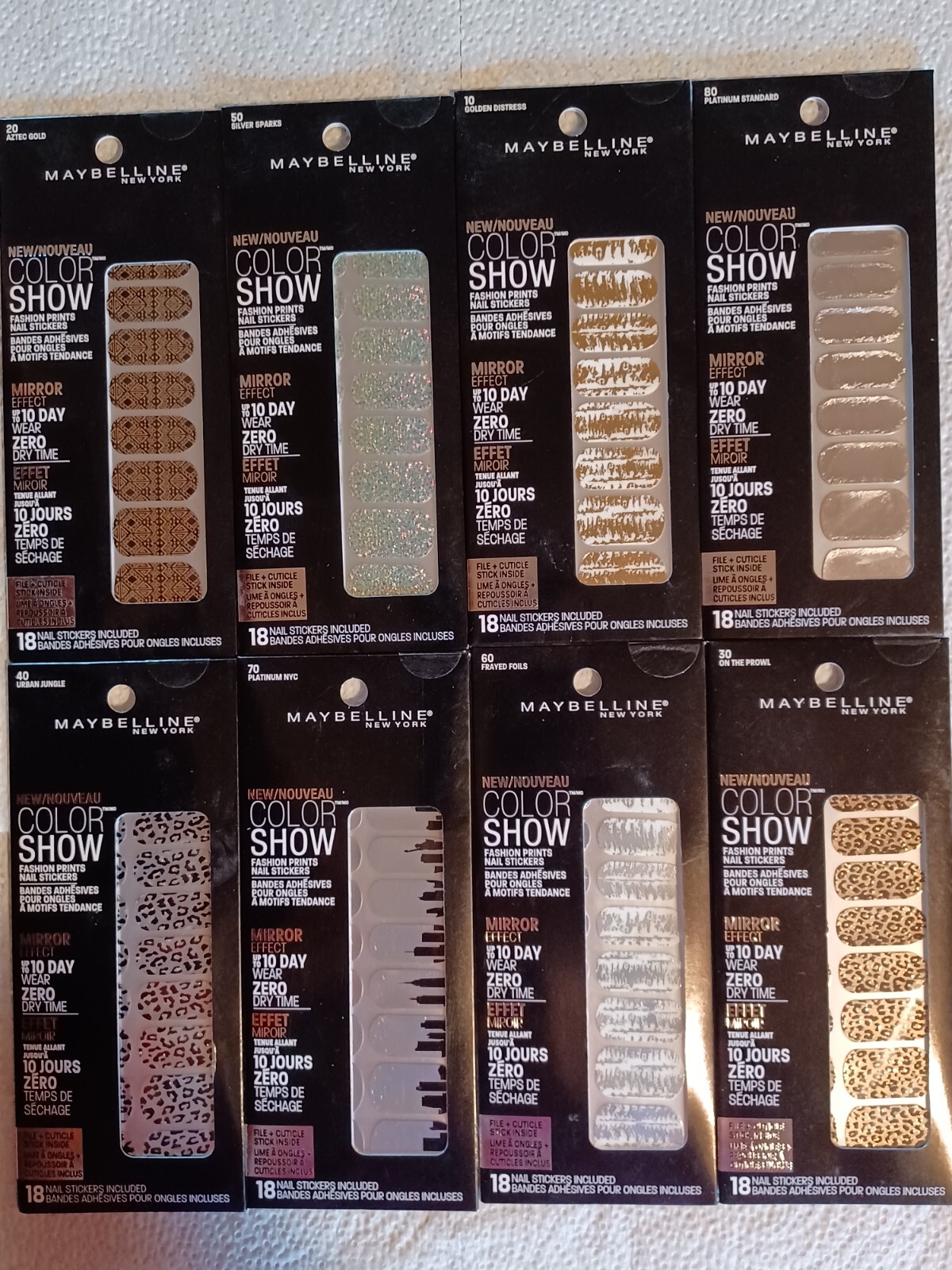 MAYBELLINE Color Show Fashion Print Nail Stickers 8 packs, 144 nail stickers