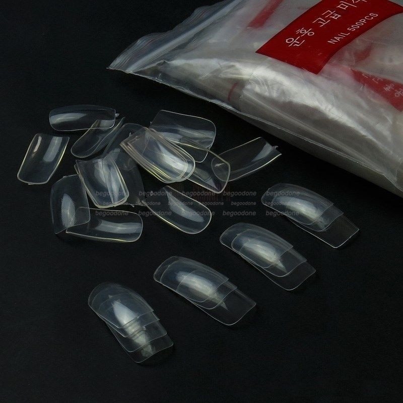 500 PCS Clear Acrylic False Full Nail Tips UV Gel DIY Manicure Nail Art Tools