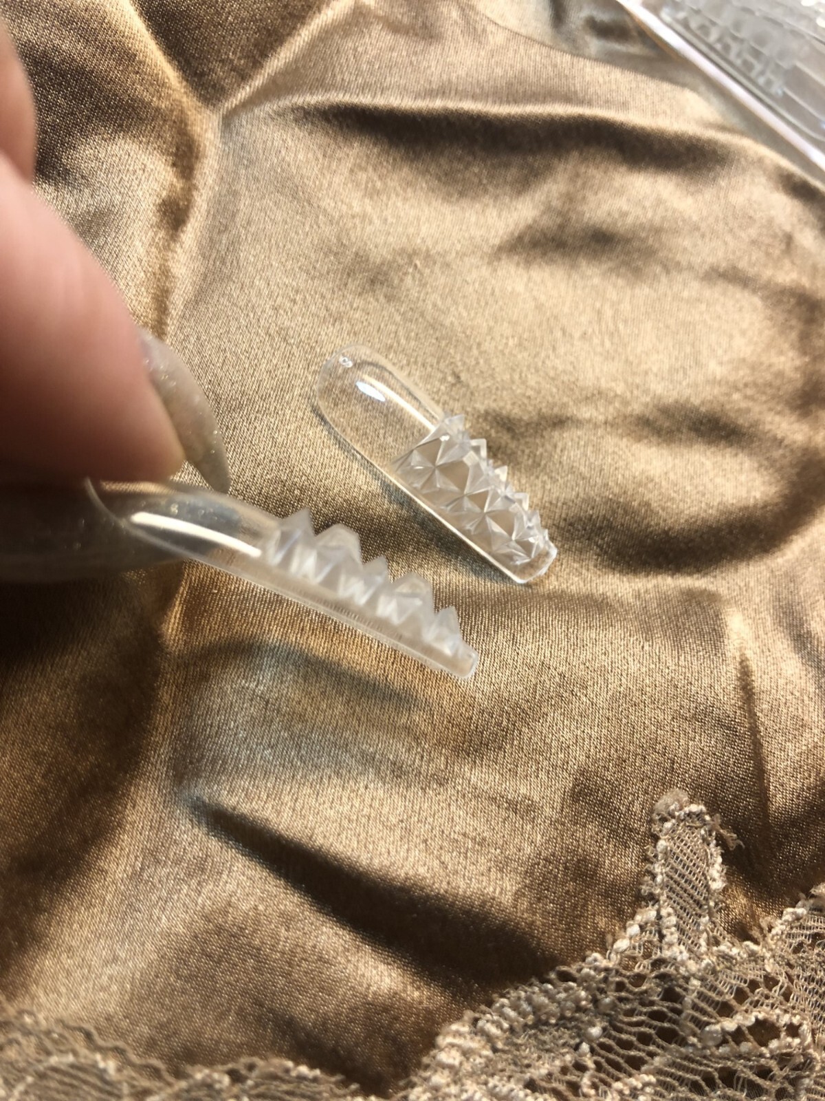 500 pcs Soft Gel/Acrylic Nail Tips Medium Coffin Special Design Glaze CRYSTAL