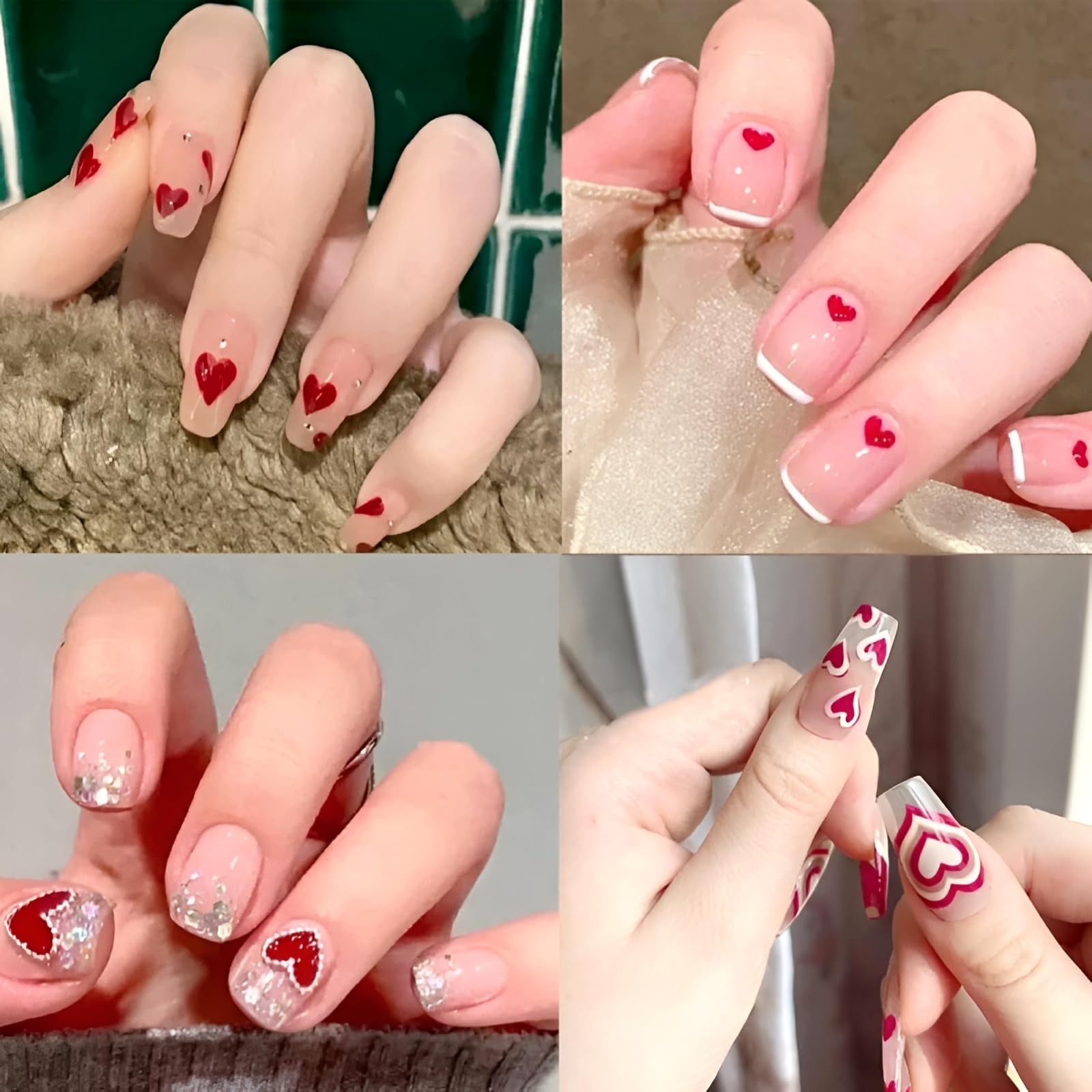 8 Sheets Heart Nail Art Stickers,Valentine’s Day Stickers 3D Style-2