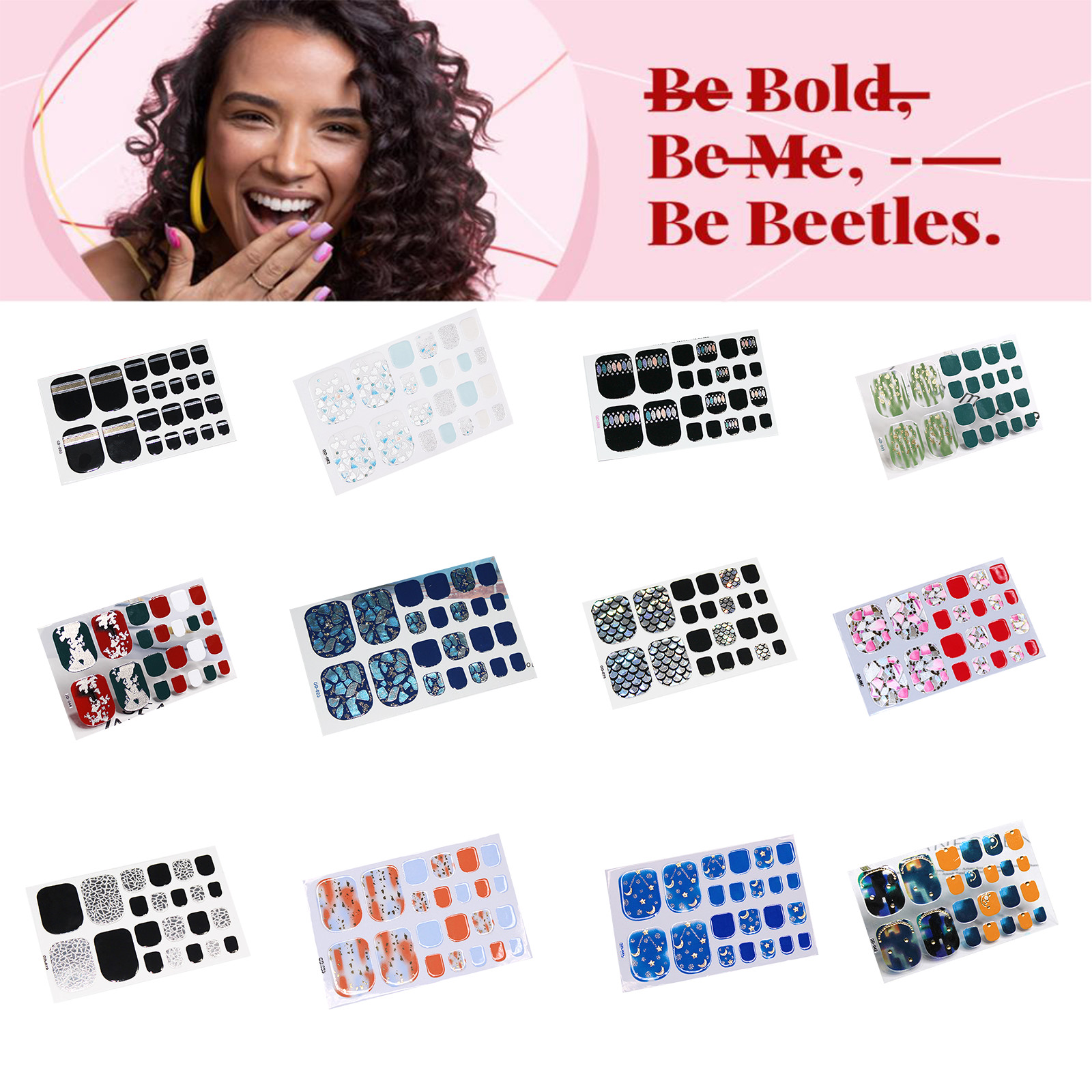 22 PCS French toenail Sticker 3D Self-Adhesive for Women DIY Nail Art Gel Polish