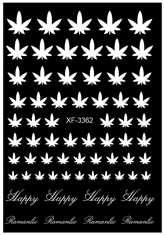 Cannabis Leaves Nails Stickers Glow In The Dark Pot Weed Marijuana Decals NH15