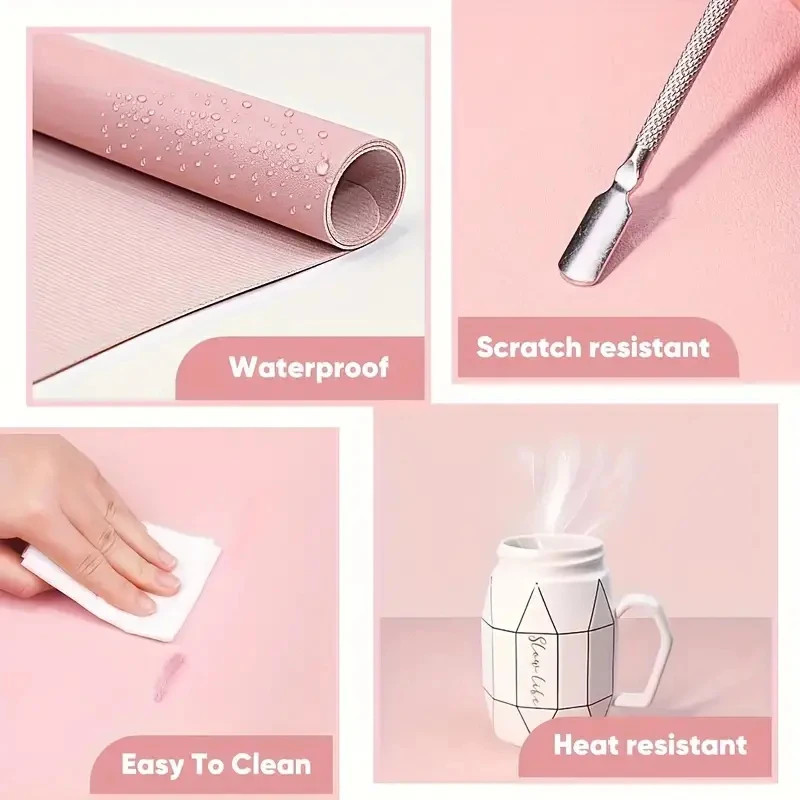 Waterproof Scratch Resistant Nail Art Table Mat Portable PU Foldable Manicure