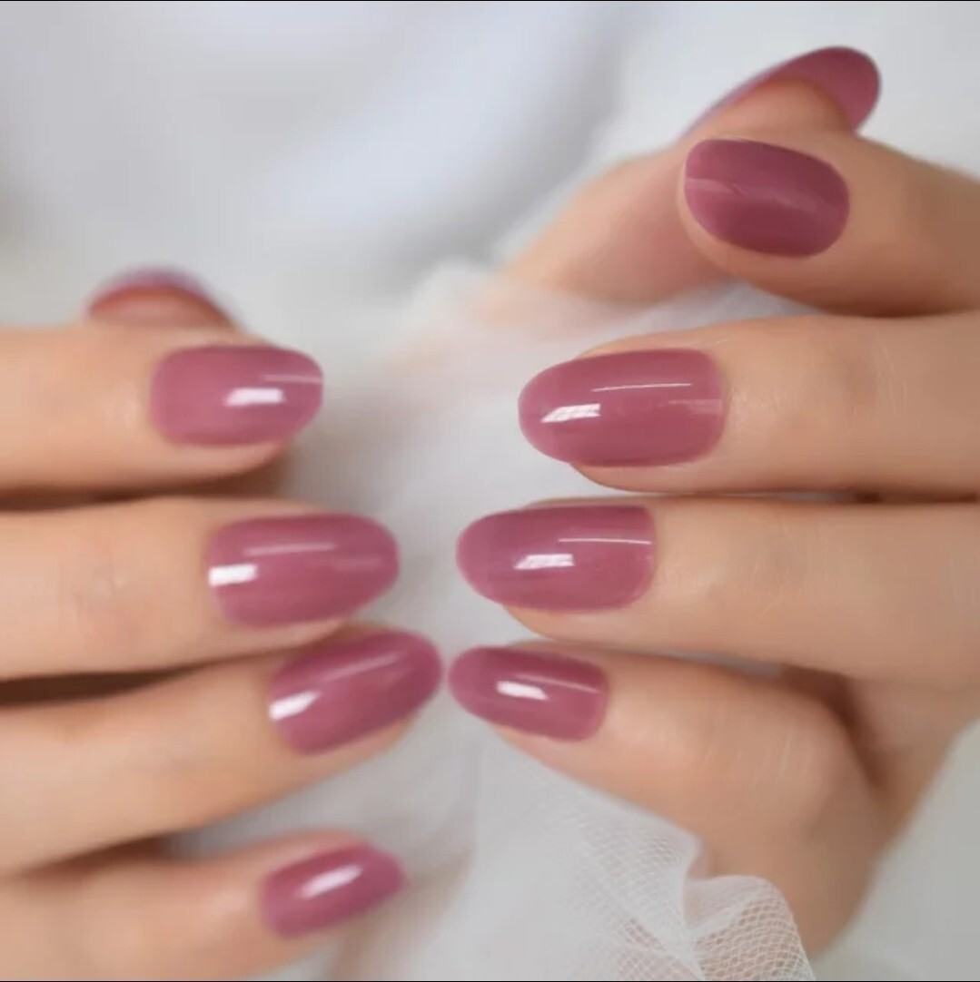 24 Purple Jelly Press on nails mauve oval almond round